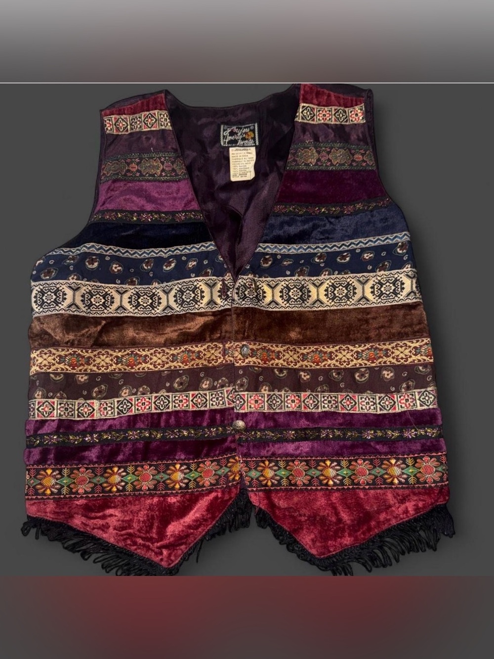 True vintage 90s Joujou America's Favorite mixed media patchwork vest